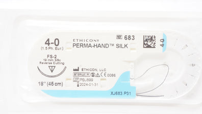 Ethicon 683 4-0 Perma-Hand Silk Stre FS-2 19mm 3/8c Reverse Cutting 18inch (x)